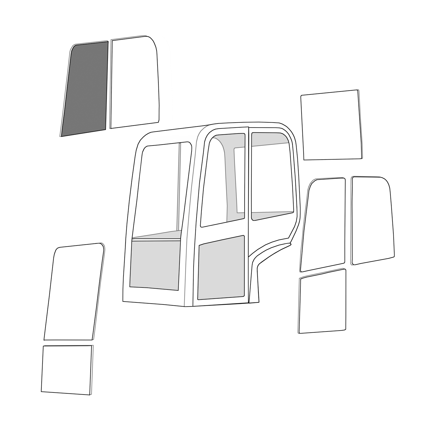 Cab Glass for Case CX36B Excavator Parts Direct