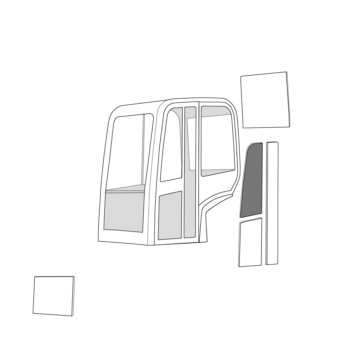 Cab Glass for Yanmar ViO55 Excavator Parts Direct